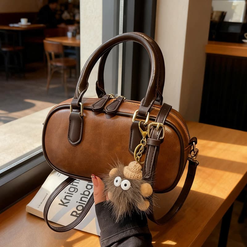 Cross-border small handbag women's 2026 autumn and winter new niche retro shoulder bag fashion bowling bag crossbody