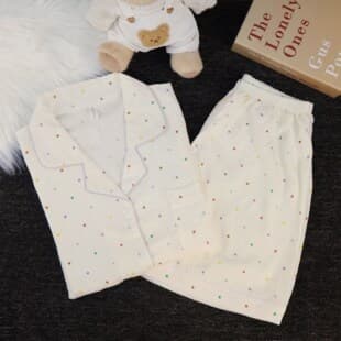 Cloud Cotton Pajamas for Women Summer Short Sleeve Shorts Set, Sweet and Cute Student Homewear, Influencer Style