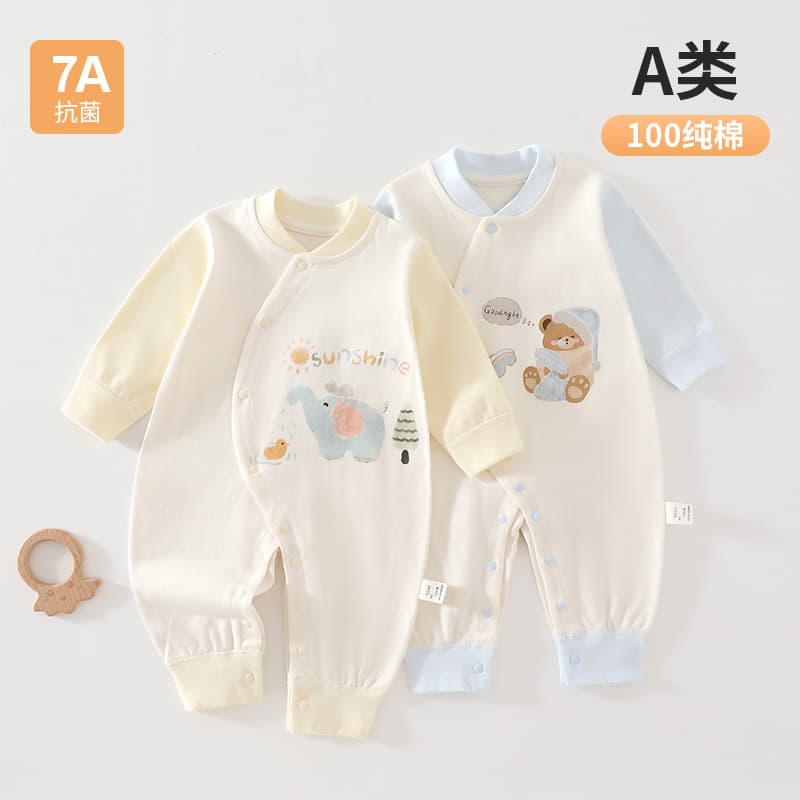 Goodnight Bear 100% Cotton Baby Romper Newborn Infant Clothing Spring Autumn Baby Sleepwear Crawling Suit