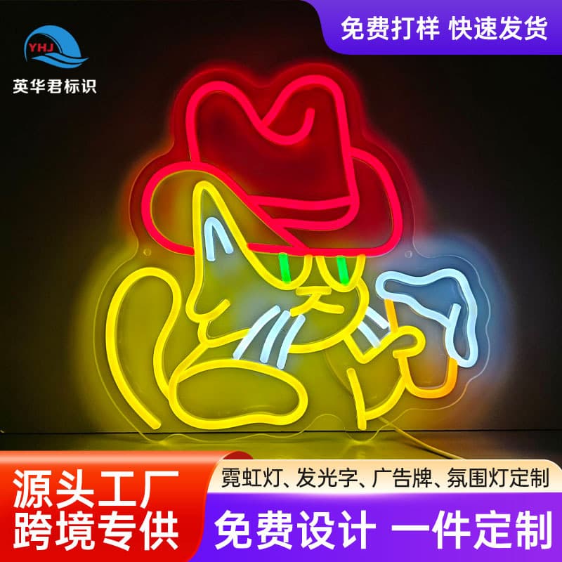 Cross-border Amazon LED desktop bestseller creative trendy ambient cat pattern sign light-up decorative lamp ornament