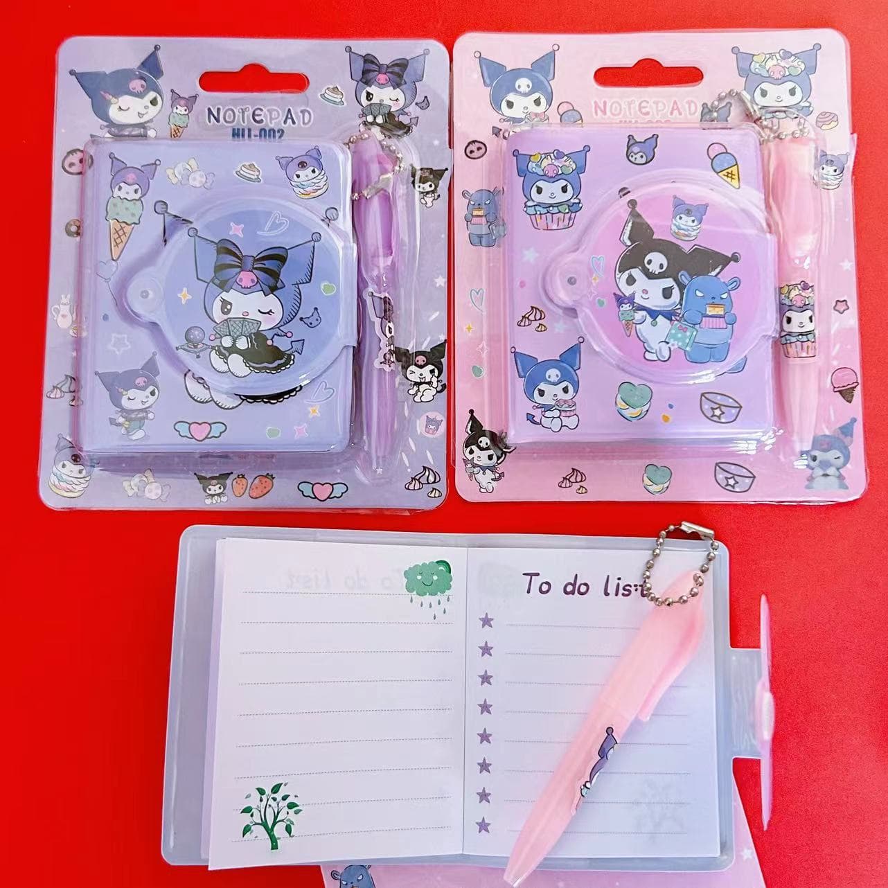 Kuromi Notebook Student Mini Journal Ballpoint Pen Set Cute Diary Notepad for Girls