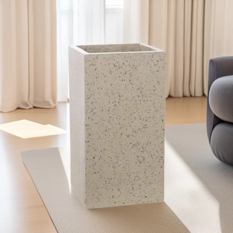 Tall Square Magnesium Mud Flower Pot, Nordic Minimalist Style, Floor Pot for Shopping Malls and Hotels, Large and Small Sizes, Tall Square Cement Flower Pot