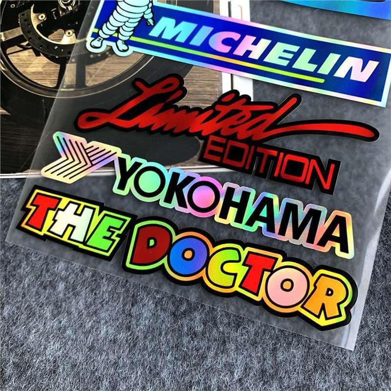 Sponsor Logo Motorcycle Electric Car Sticker - Colorful Laser Creative Modification Decorative Scratch Cover Helmet Decal