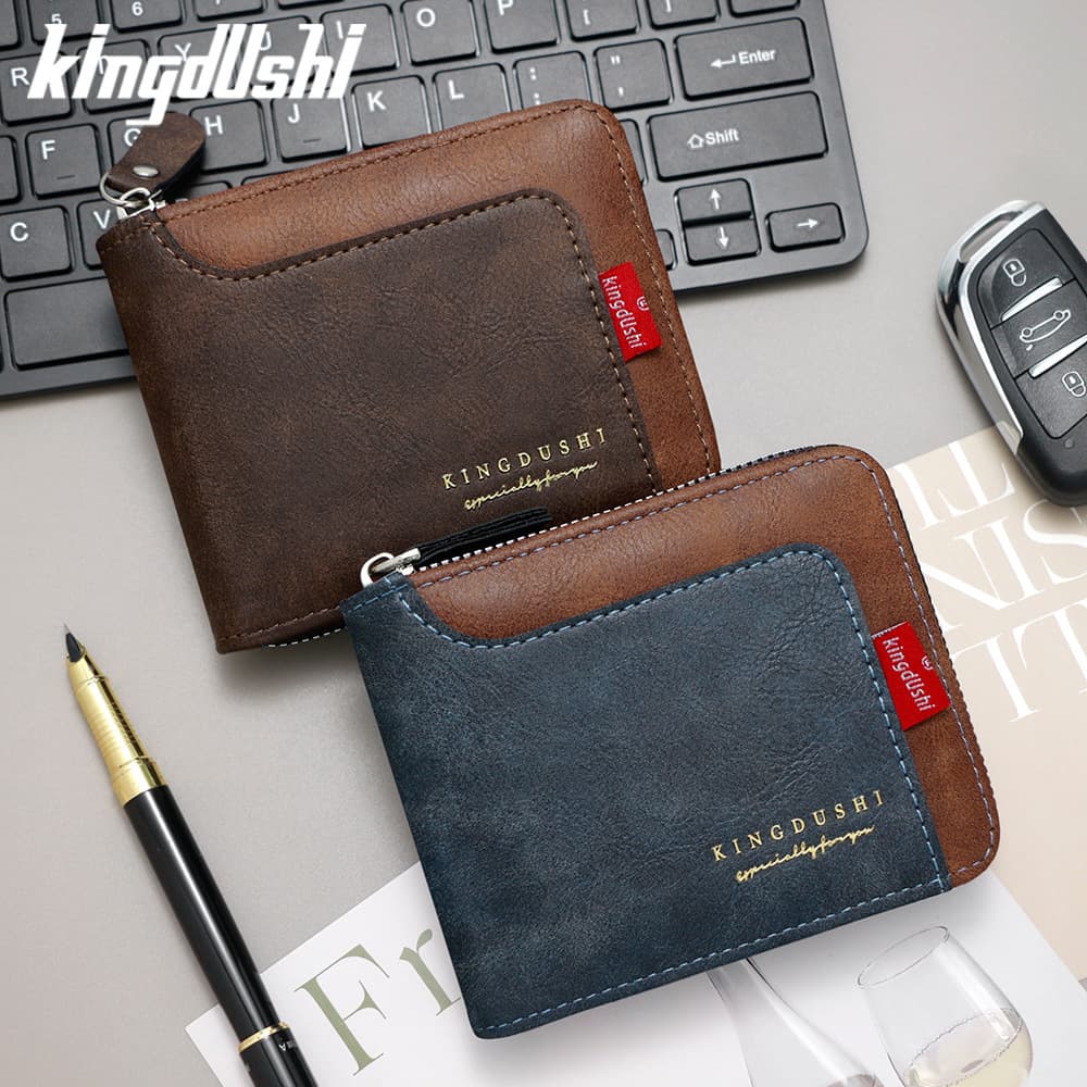 New Men's Short Wallet Cross-Border Retro Casual Patchwork Chain Bag Zipper Coin Purse Multi-Functional Bag Wholesale