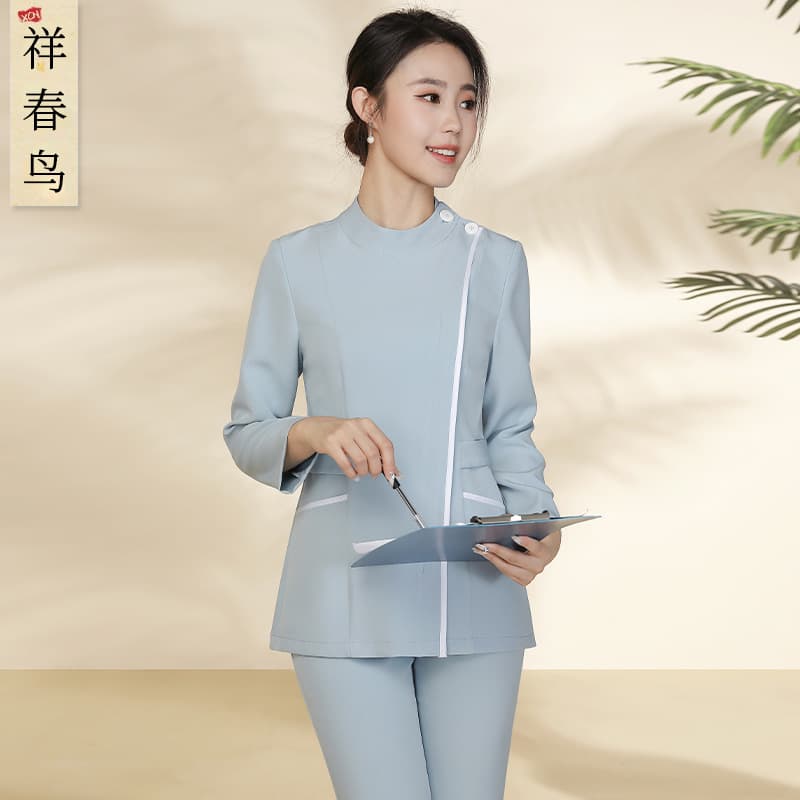 Women's long-sleeved nurse uniform for medical aesthetics receptionists, beauty salons, dental clinics, pharmacies, and other similar workwear sets.