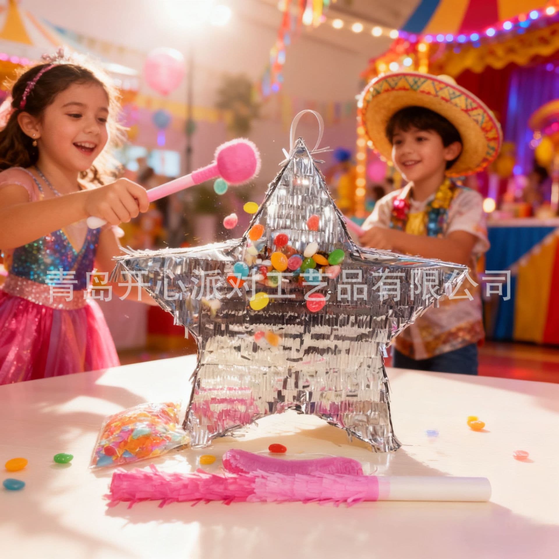 In stock Silver foil five-pointed star Pinata with candy filling children's birthday party holiday decoration theme
