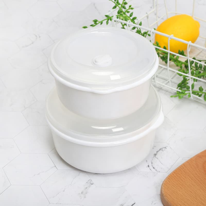 Two-piece set of fresh-keeping refrigerated bowls with lids, round sealed transparent plastic microwave fresh-keeping boxes, student lunch boxes