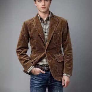 2024 Cross-border Wish Amazon AliExpress European and American Foreign Trade Corduroy Suit Casual Jacket Men's Clothing