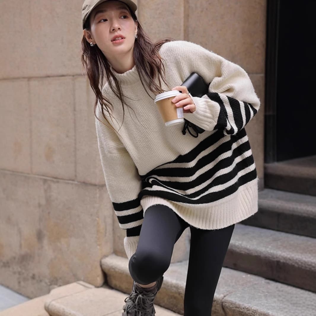 Winter New Arrival Maternity Wear Korean Version Stand Collar Loose Mid-Length Casual College Style Large Size Knit Sweater