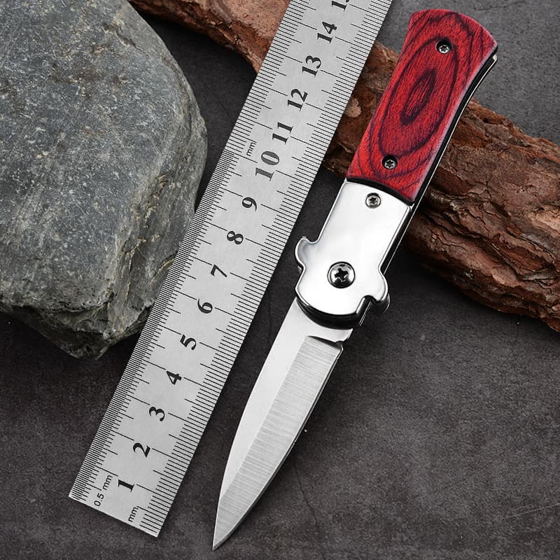 Factory Hot Sale Colorful Wood Folding Knife Mini Pocket Knife Outdoor Camping Fruit Knife Self-Defense Portable Tool
