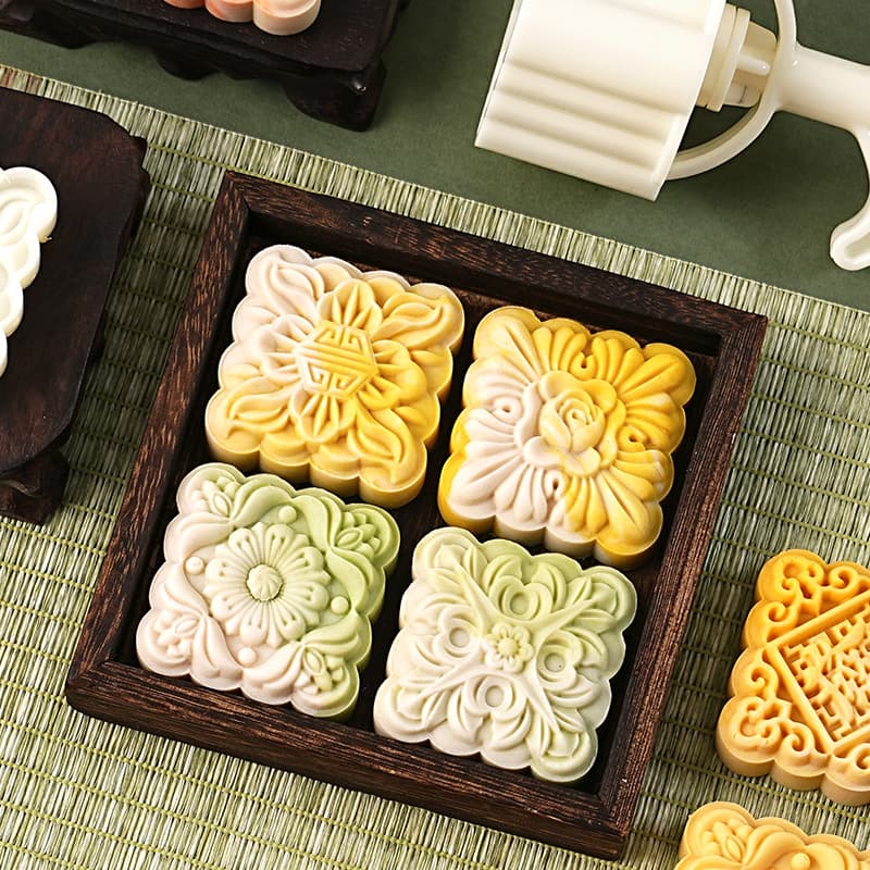 Retro Flower Mooncake Mold New 2025 Chinese Trend 75g Hand-Press for Mung Bean Cake Pastry Home Baking