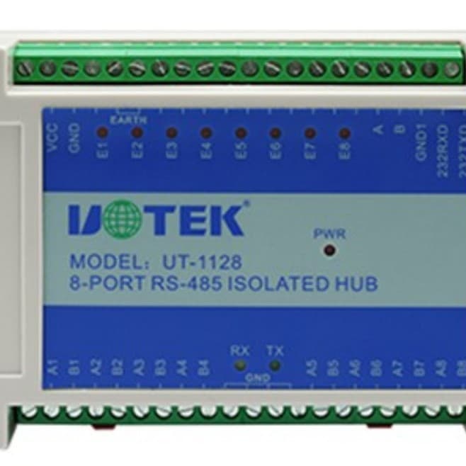 UTEK Industrial-grade RS-232/RS-485 Hub to 8-PORT Rail-mounted UT-1128