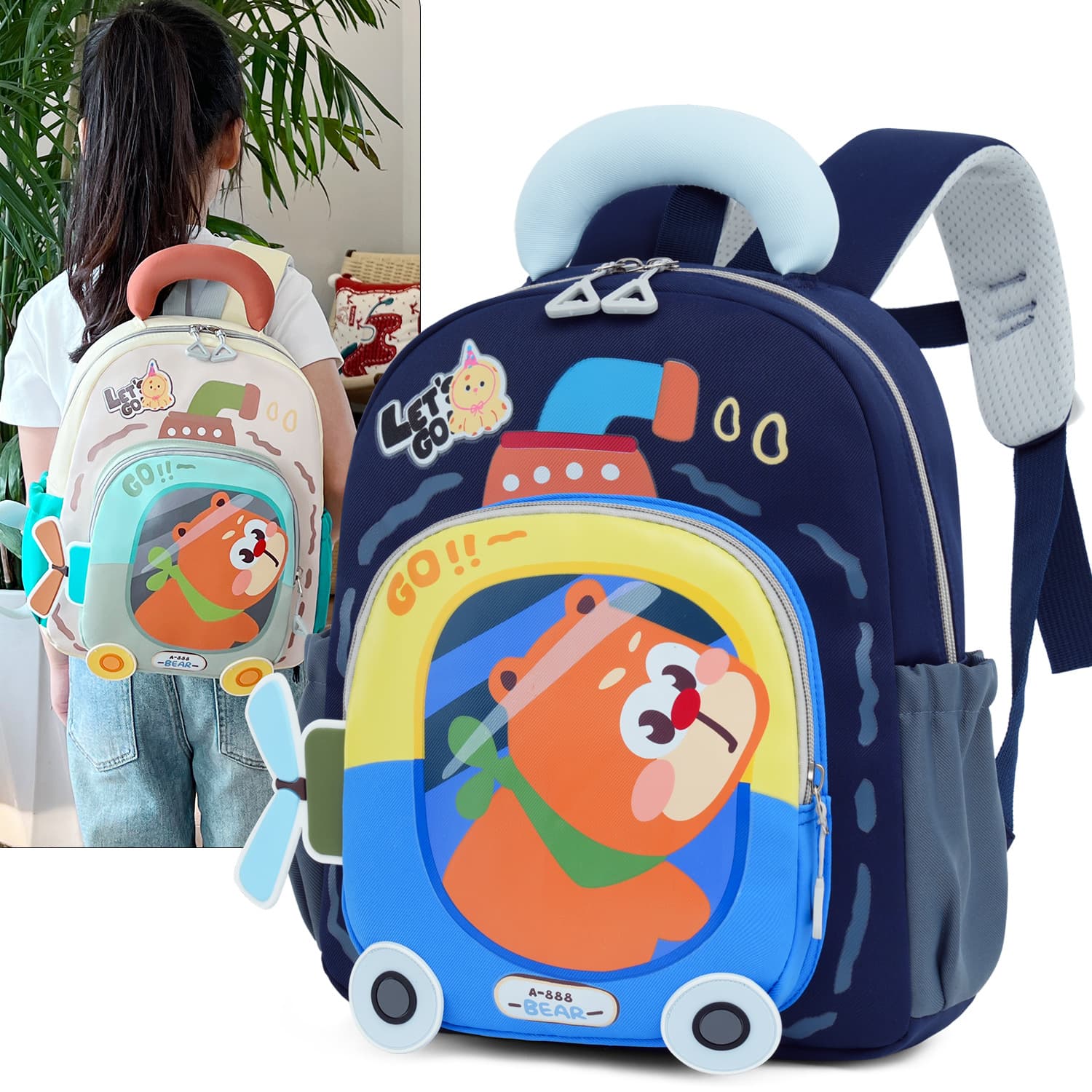 New Cute Cartoon Kindergarten Backpack for Children, Lightweight Large Capacity School Bag for Boys and Girls