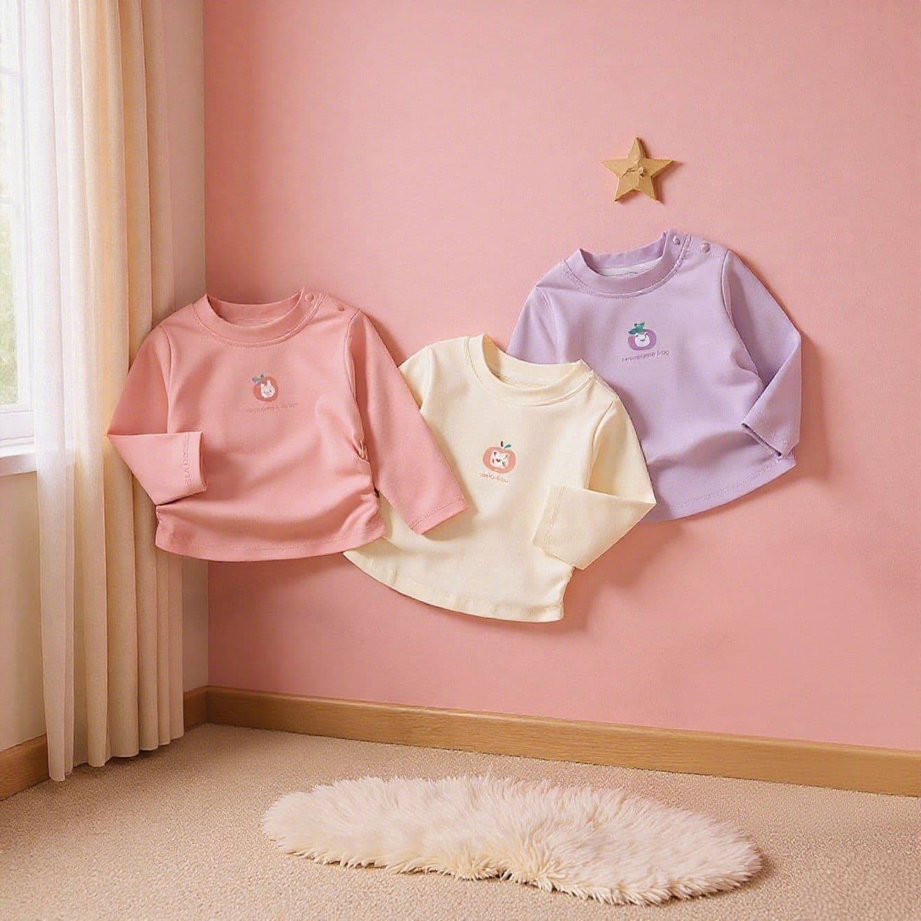 Girls' Base Layer Shirt Spring Autumn New Long Sleeve Top Class A Cotton Round Neck Long Sleeve T-Shirt Versatile Baby Base Layer