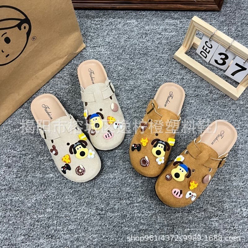 Cartoon Cute Buckle Shoes for Women 2025 Spring Summer New Style Casual Lazy Slip-On Sandals Ins Fashion