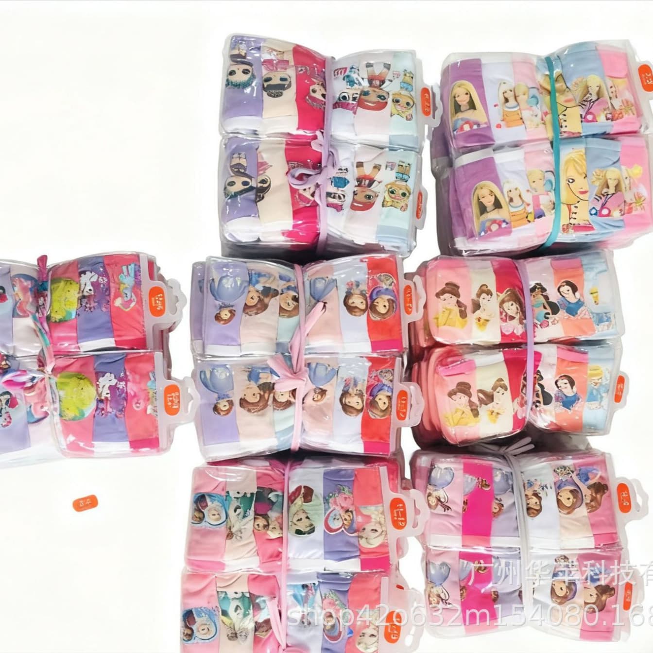 Girls' Cartoon Triangle Panties 6-Pack with Hanger Bag Girls' Underwear Direct Sales