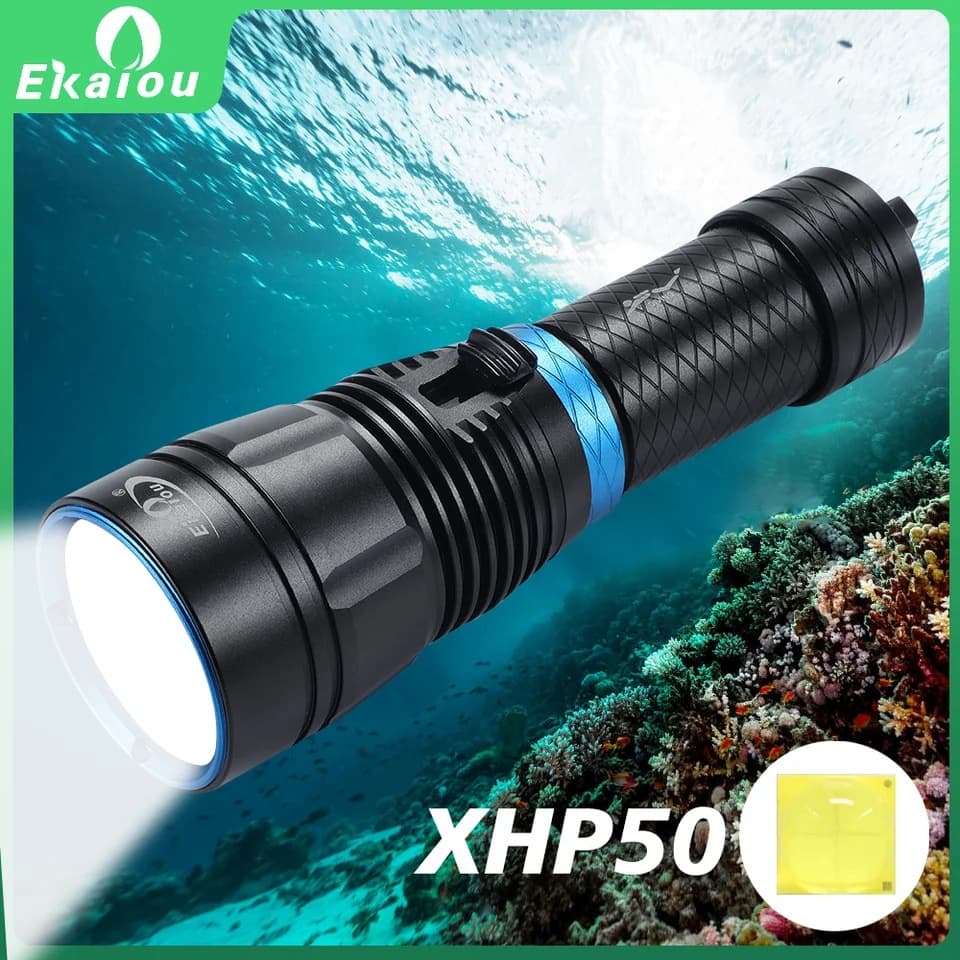 IPX8 waterproof professional powerful super bright XHP50 LED diving flashlight diving light