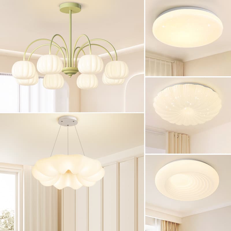 Modern Minimalist Cream Style Chandelier for Living Room, Full Spectrum Eye-Care LED Ceiling Light for Bedroom, Pumpkin Pendant Lamp, Zhongshan Lighting