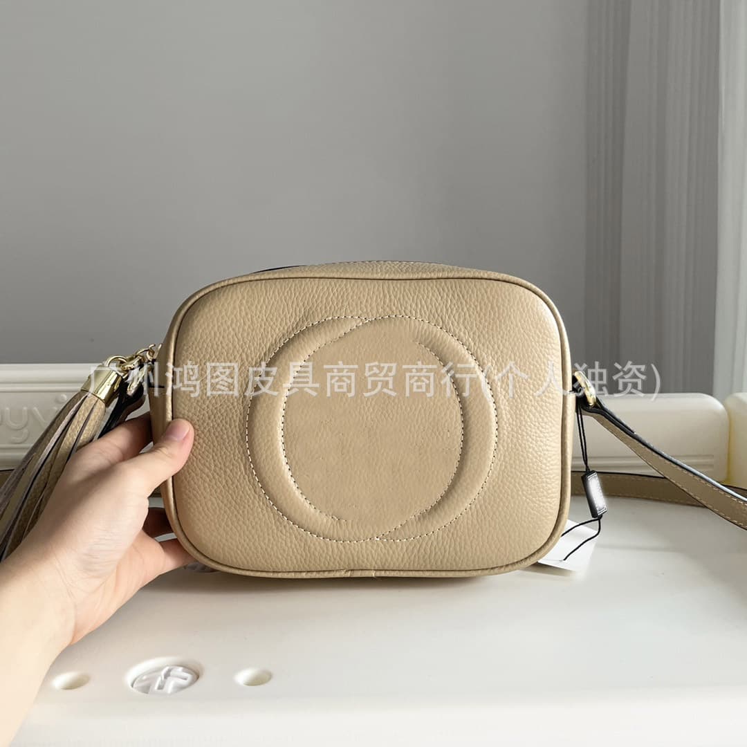 New G Brand Women's Small Square Bag Top Layer Leather Shoulder Crossbody Bag with Logo Camera Bag Cross-Border Supply