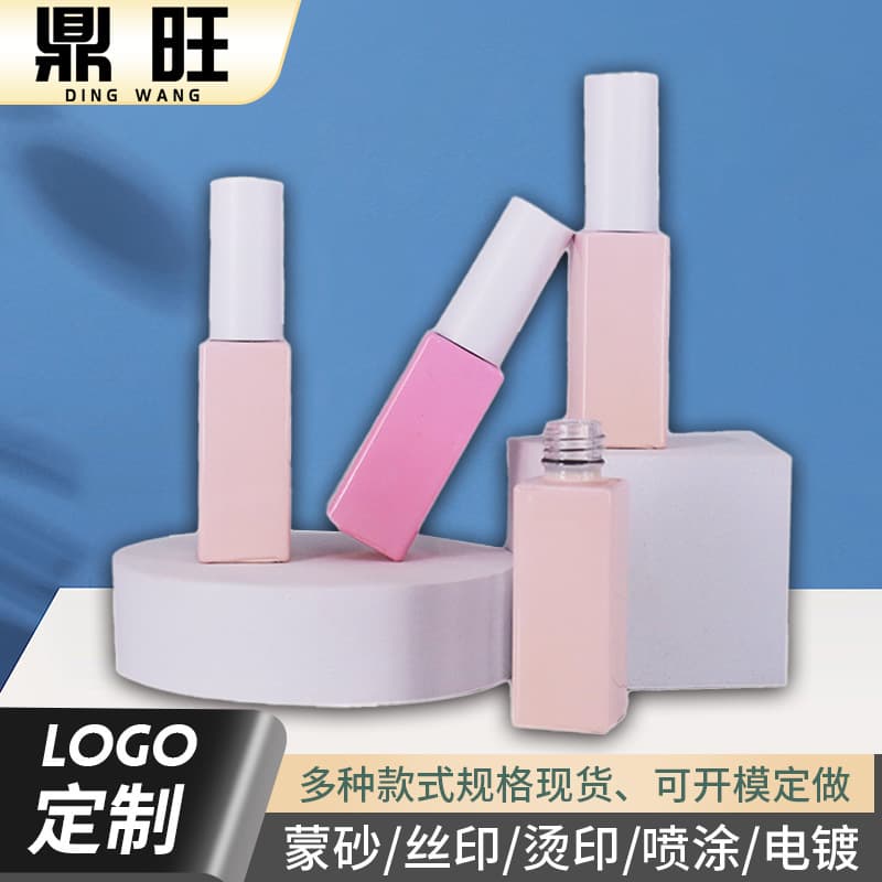 7.5ml pink light-proof nail polish bottle for manicure salon with empty electroplated nail polish glue bottle for repacking manicure bottles