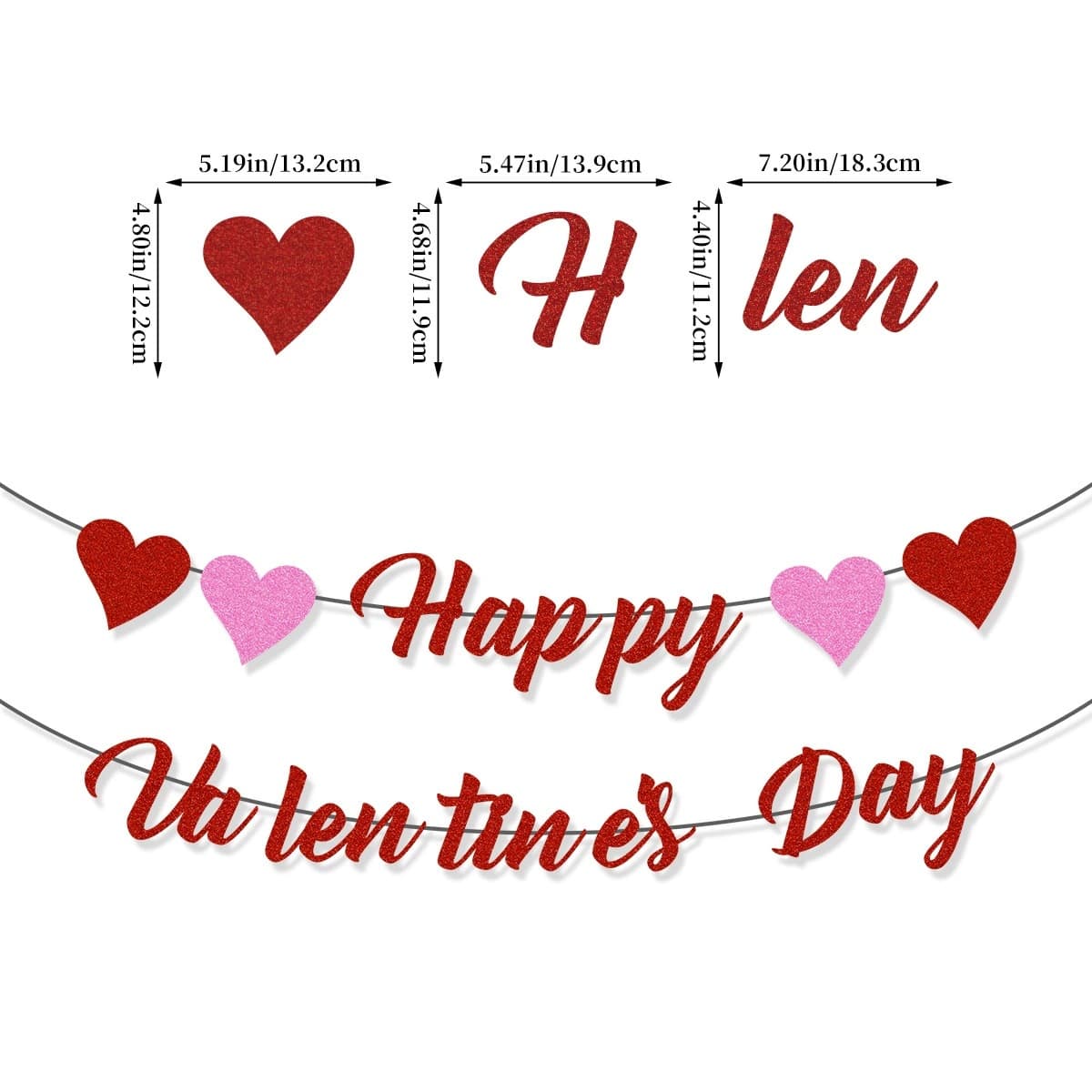 Valentine's Day Party Heart Decoration, Proposal Wedding Banner Flag Garland, Spiral Hanging Ornament, Custom