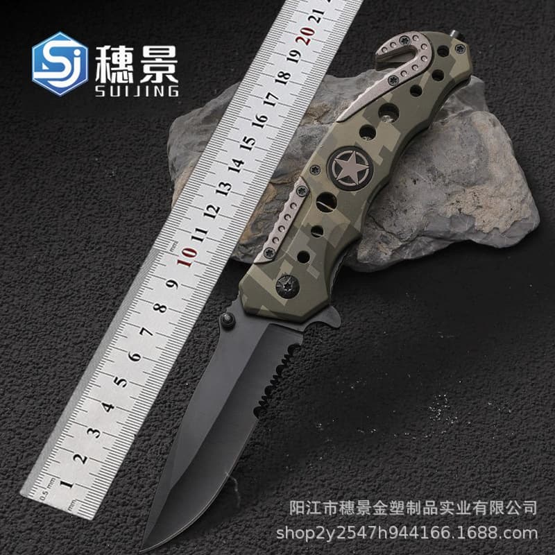 Factory Wholesale Outdoor Multifunctional Folding Knife Portable Field Survival Knife Camouflage Folding Knife Stainless Steel Tactical Knife