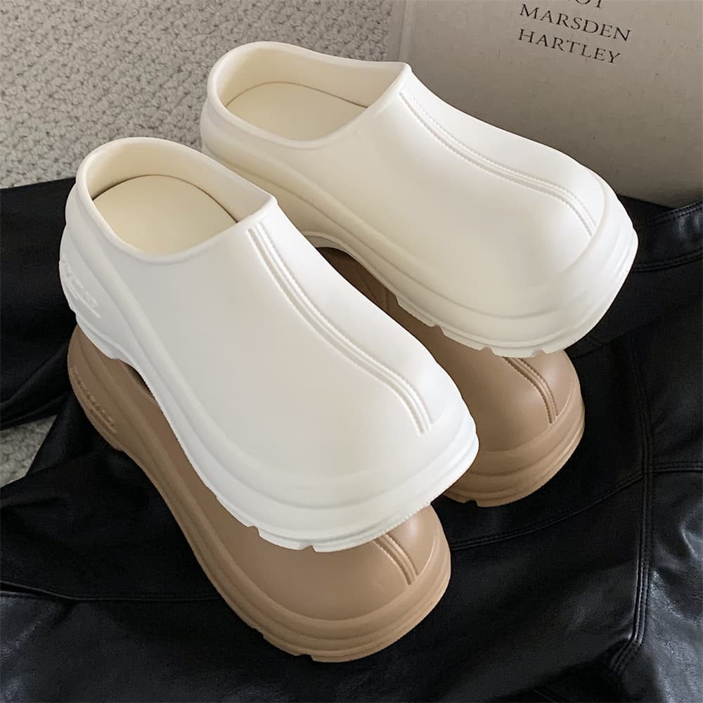 New solid color, simple Korean style, fashionable summer women's EVA walking-feel outdoor thick-soled casual comfortable closed-toe slippers