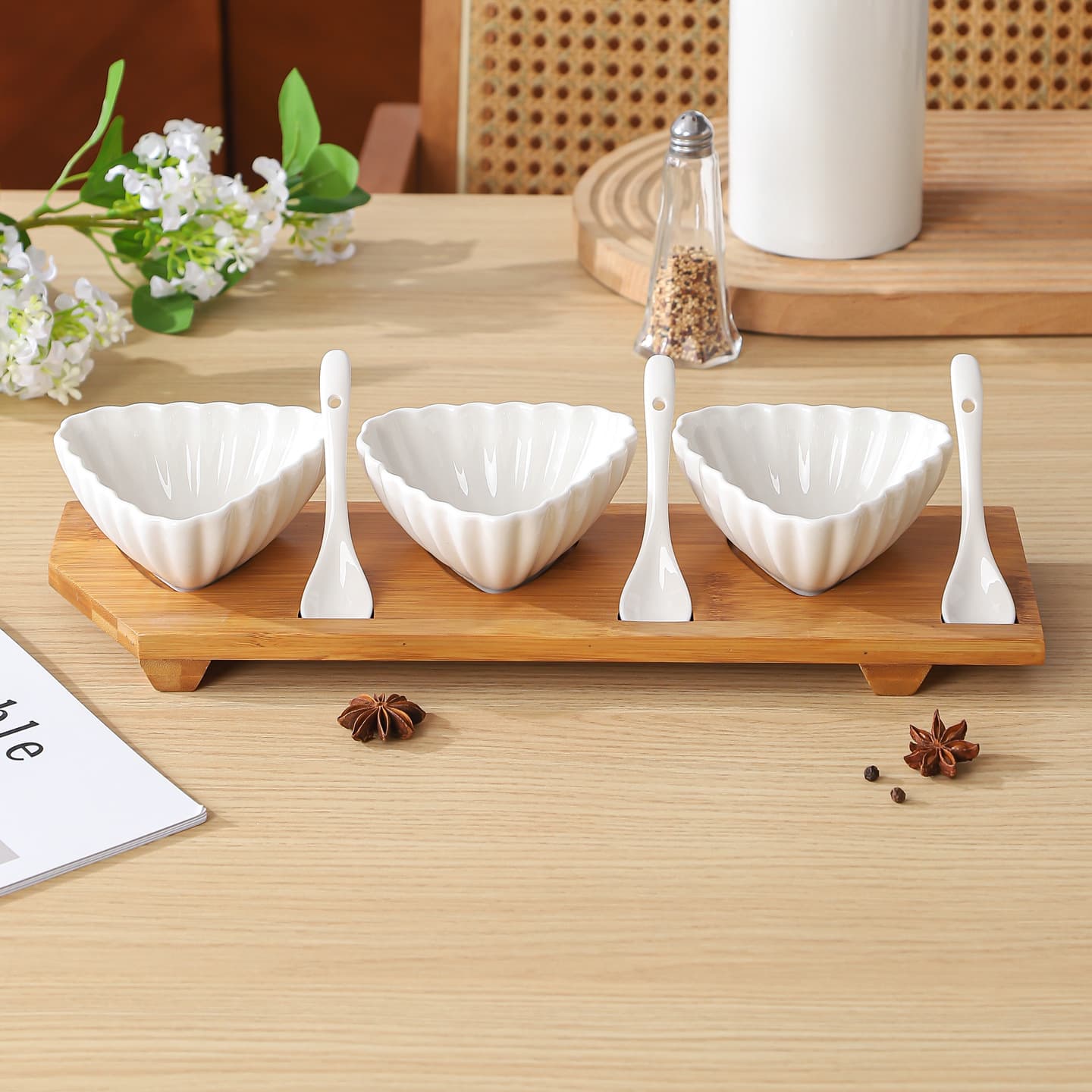 JIARIB new ceramic dipping dish flavor dish barbecue dipping saucer new set household commercial handle dinner plate