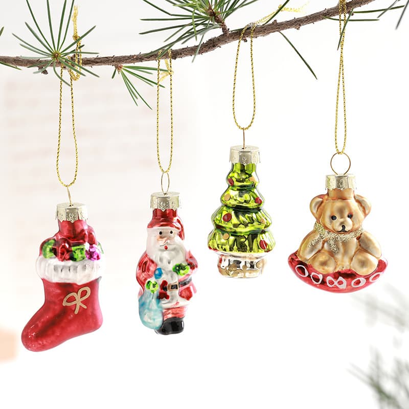 Xunmu Cross-border New Christmas Decoration Hanging Ornament Creative Glass Painted Small Pendant Ambiance Scene Setup