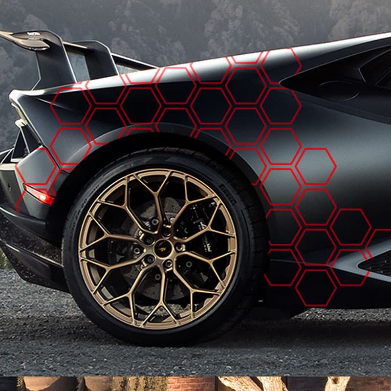 Cross-border Reflective Vehicle Body Sticker Hexagon Pattern Side Door Decals 10pcs Set Honeycomb Side Skirt Stickers DIY Kit