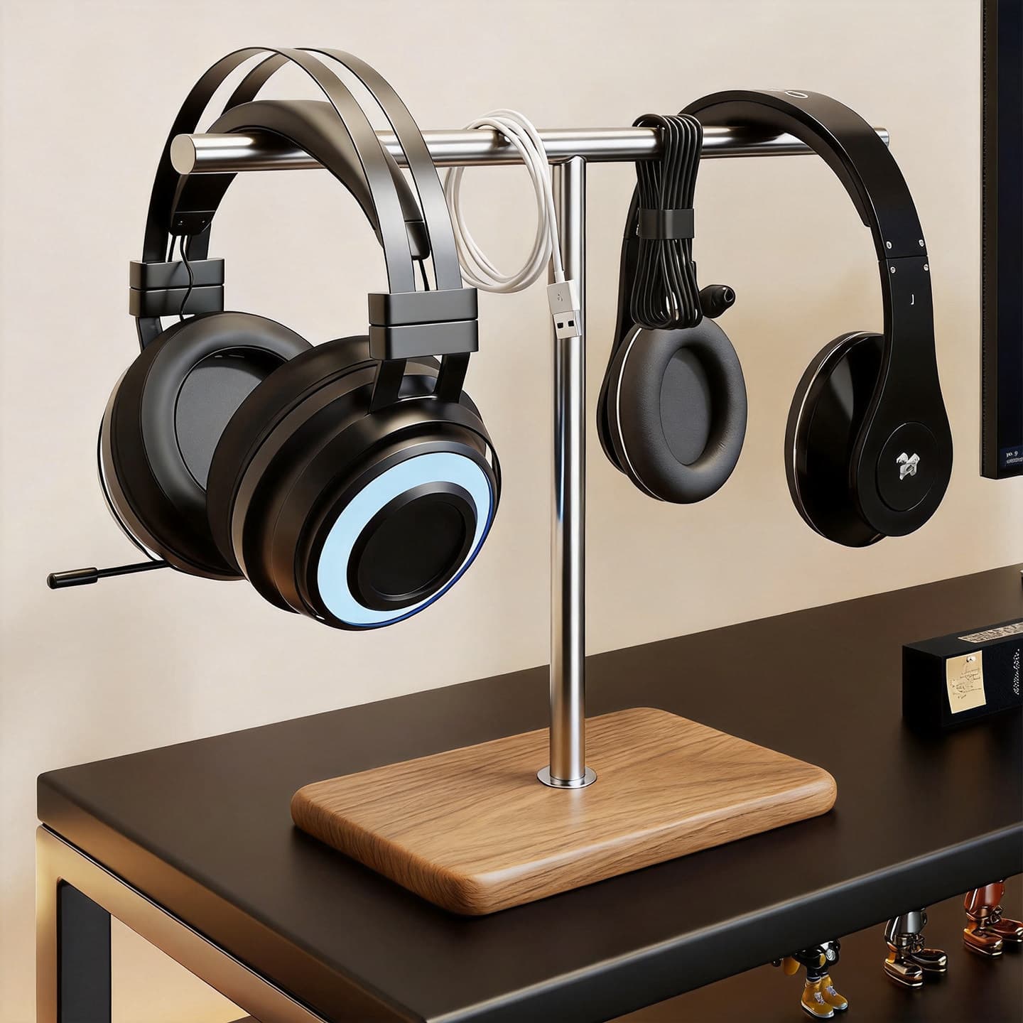 Headphone Stand with Bluetooth Headset Hanger, Gaming Desktop Multi-Functional Storage Rack