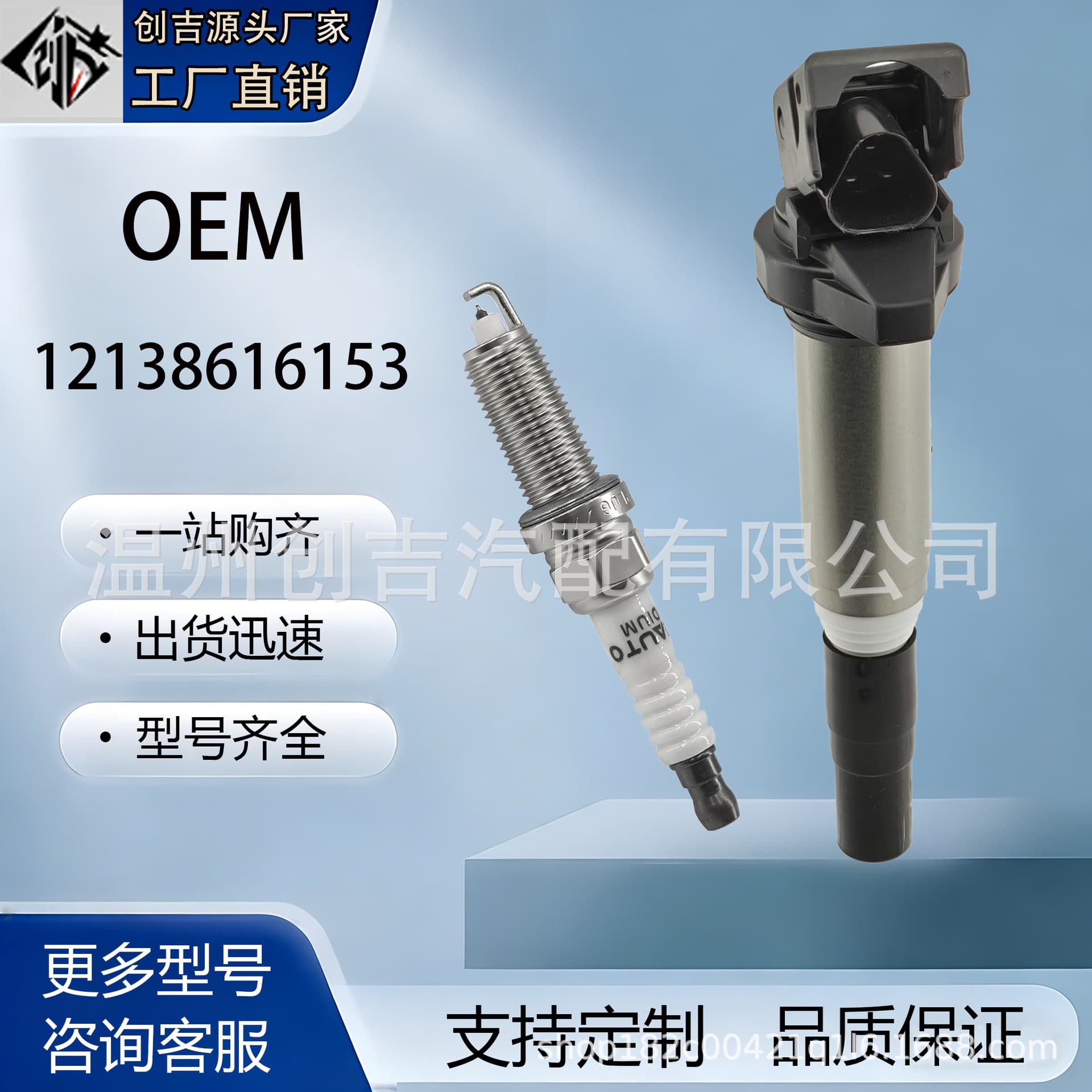 12138616153 Ignition Coil and Spark Plug Combo Auto Parts High-Voltage Pack for BMW 3 Series 5 Series 325