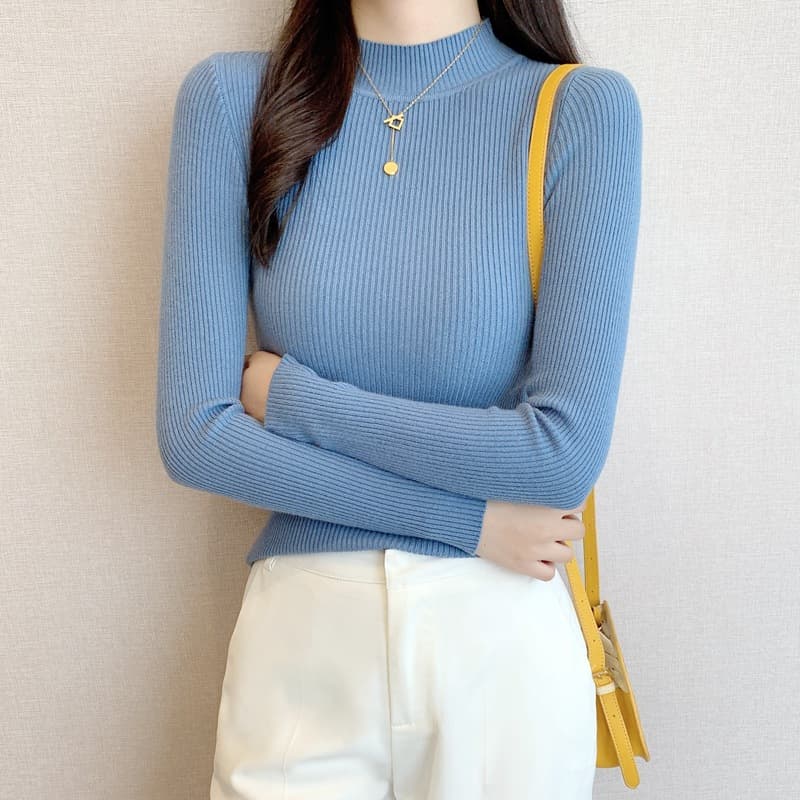 2026 Autumn and Winter New Style Half-Turtleneck Sweater, Stylish and Versatile Slim-Fit Long-Sleeve Knit Top for Women