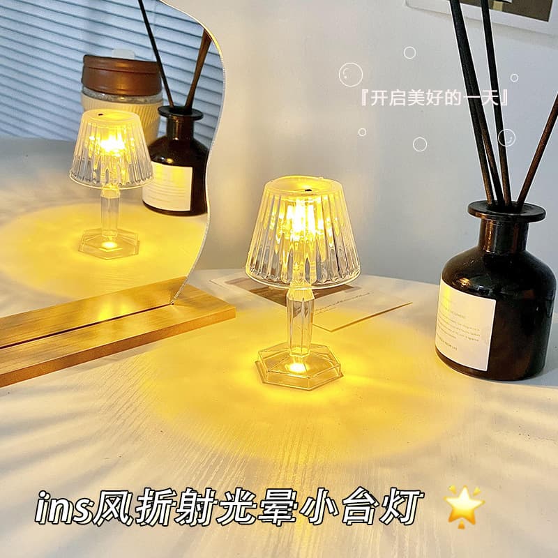 Creative Reflective Atmosphere Mini Table Lamp Crystal Night Light Bedroom Bedside Lamp Ambient Light Gift For Women's Birthday