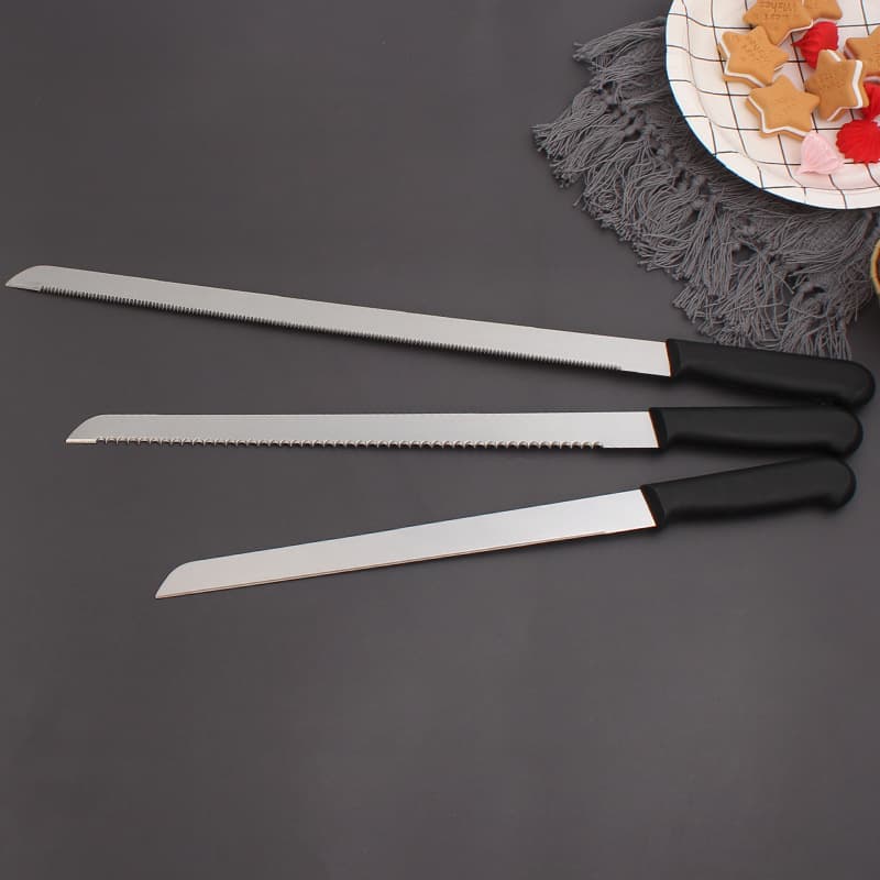 Plastic Handle Bread Knife Stainless Steel Serrated Knife Cake Knife Toast Slicing Knife Household Baking Tools