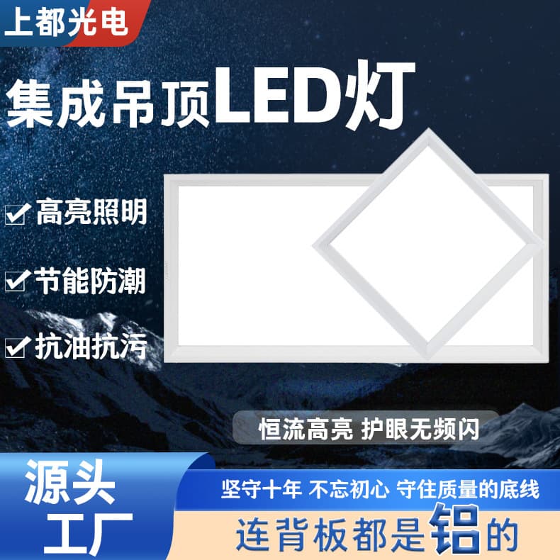 Integrated Ceiling LED Panel Light for Kitchen and Bathroom 300*300*600 Aluminum Panel Embedded Lighting