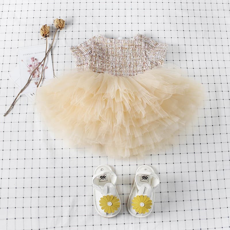 Baby and children's clothing, palace style baby princess dress, birthday one-year-old baby clothes, girls' fashionable mesh dress, summer