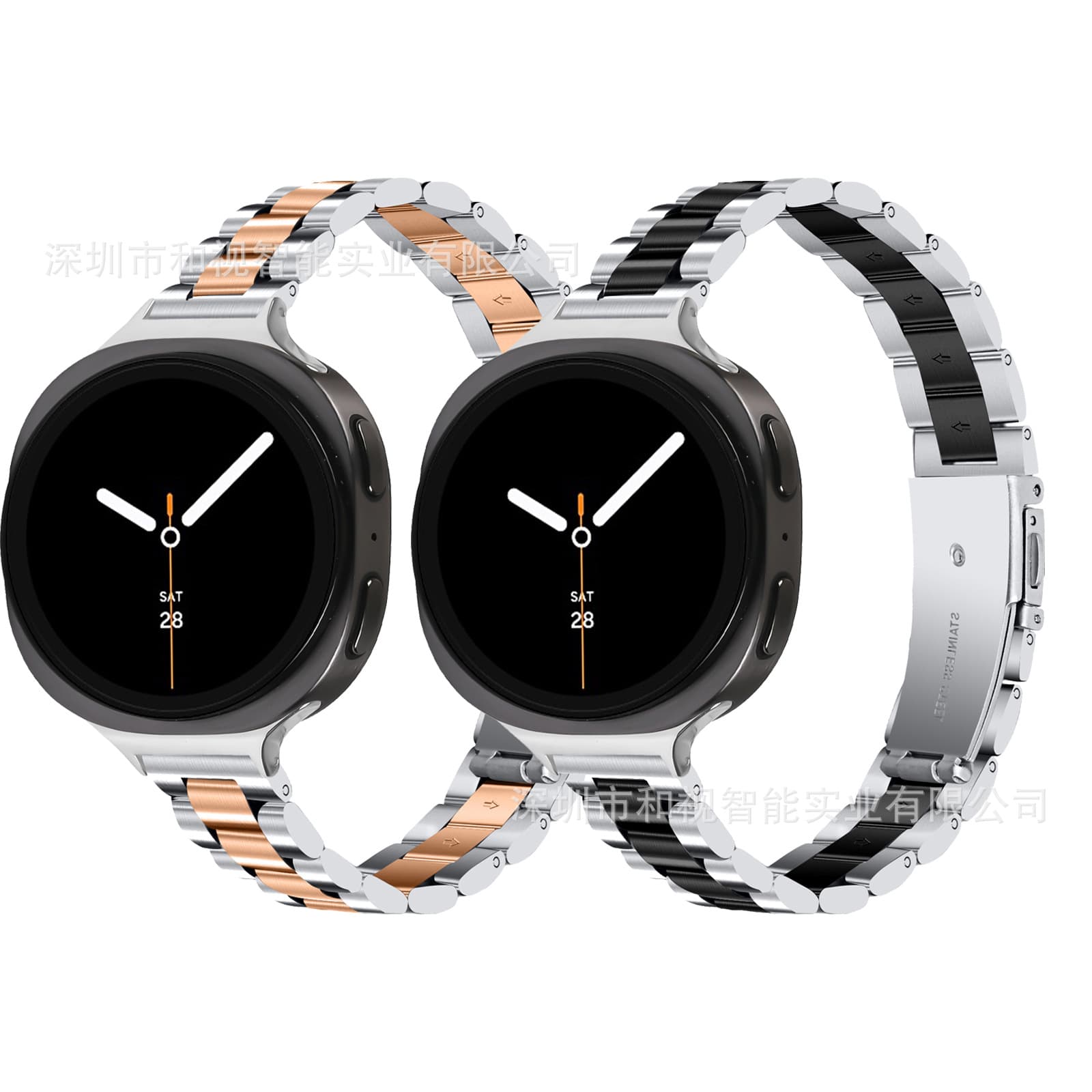 Slim Fit Three-Bead Waist Stainless Steel Metal Band for Samsung Galaxy Watch9/8 Classic