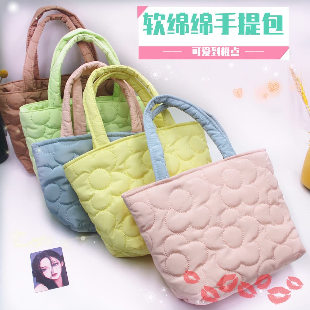 INS Korean style sweet quilted portable lunch bag snack storage bag baby stroller hanging bag mommy bag