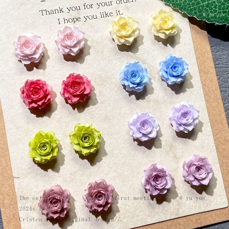 New Tie-Dye Soft Gel Flower Nail Art Jewelry Live Streaming Popular True Love Rose Nail Art Material Solid Color Nail Jewelry Mix