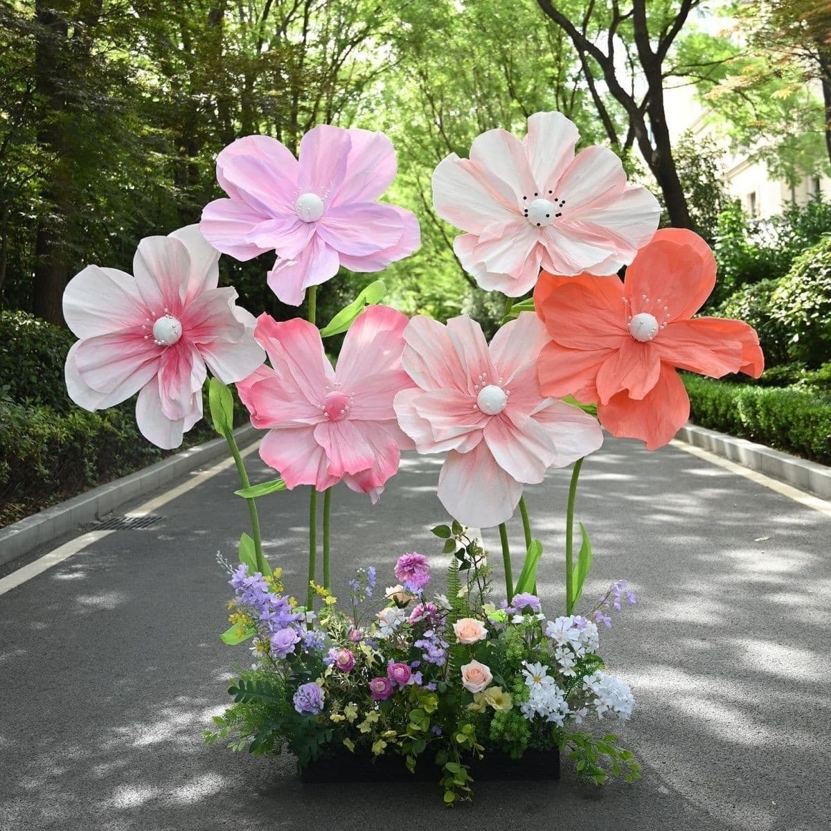 Giant Paper Art Flower Standing Decoration, Poppy, Window Display, Wedding Artificial Fake Flowers, Large for Wedding and Bridal Room