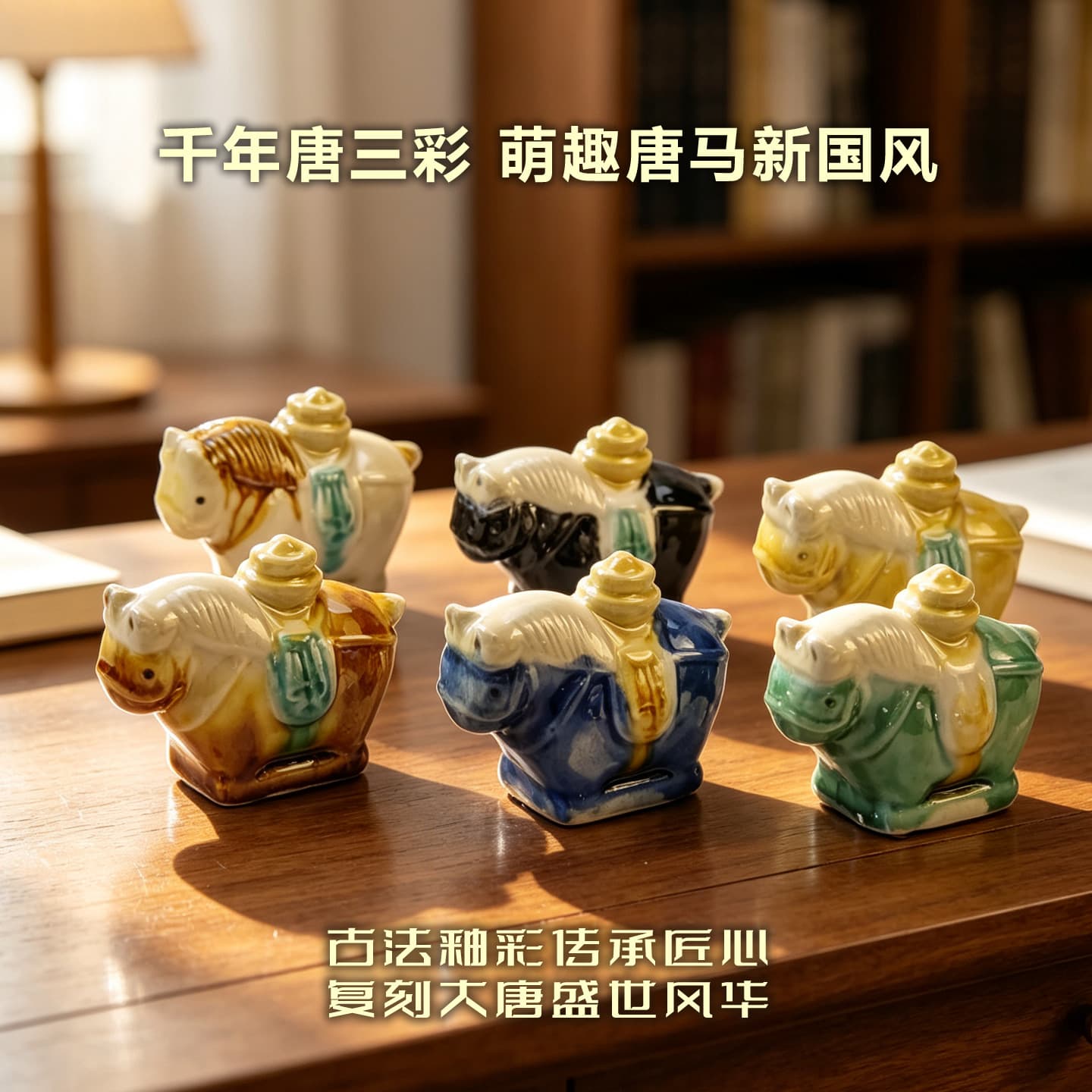Luoyang Cultural Creative Tang Sancai Horse Colorful Ceramic Chubby Horse Desktop Ornament Small Tang Horse Craft Fat Horse Wholesale