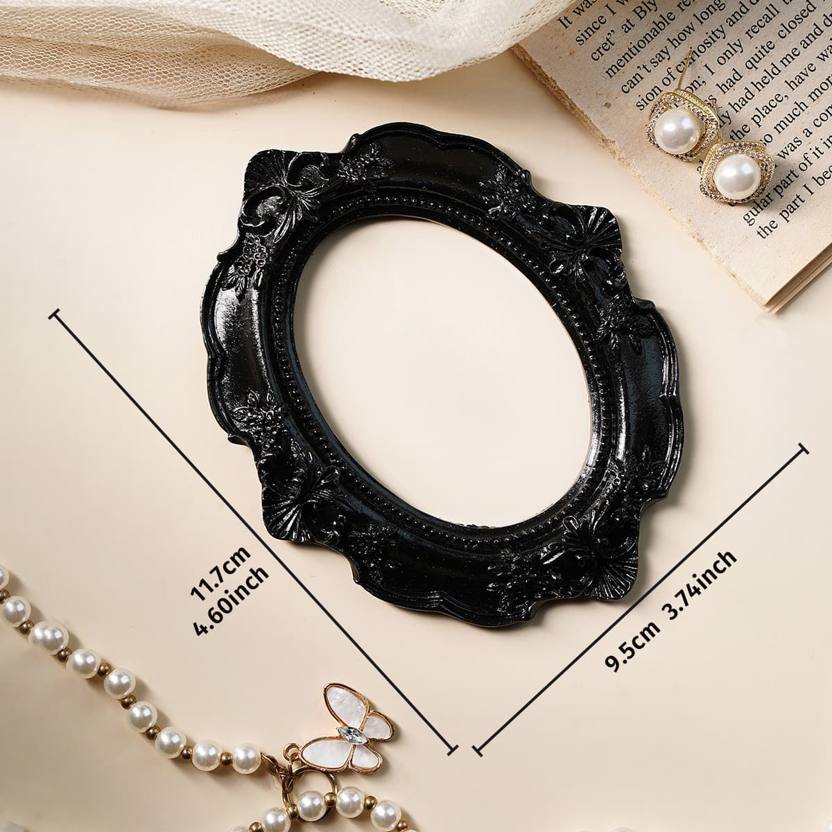 Vintage Black Prop Frame Decorative European-Style Small Photo Frame for Photography Background and Ambiance