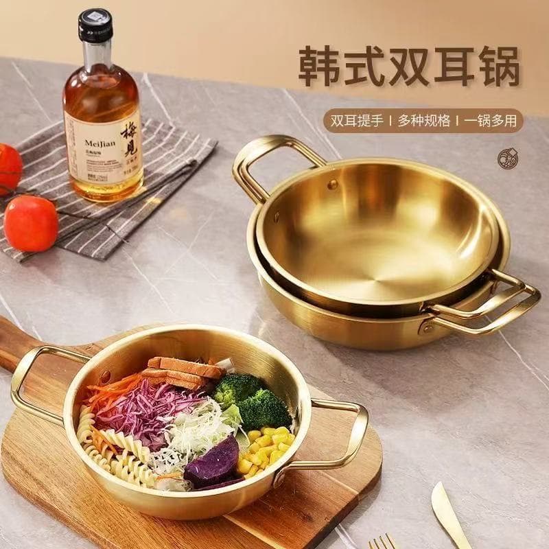 Korean stainless steel dry pot seafood pot hot pot double-eared golden ramen pot flat bottom instant noodle pot hot pot pot soup pot