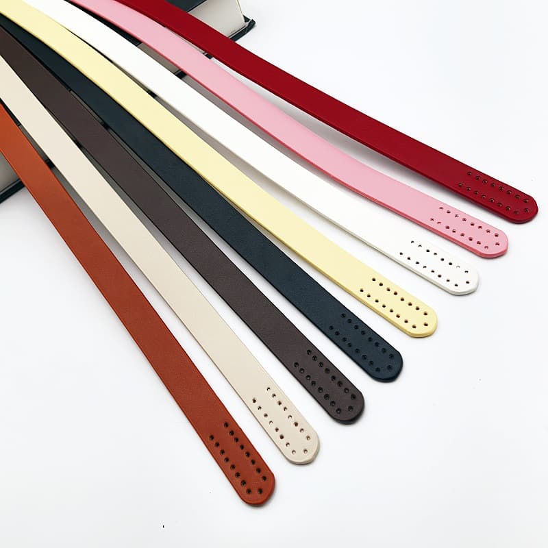 Luggage accessories DIY handmade women's bags leather hand-held woven bags with porous threading hand bag straps wholesale