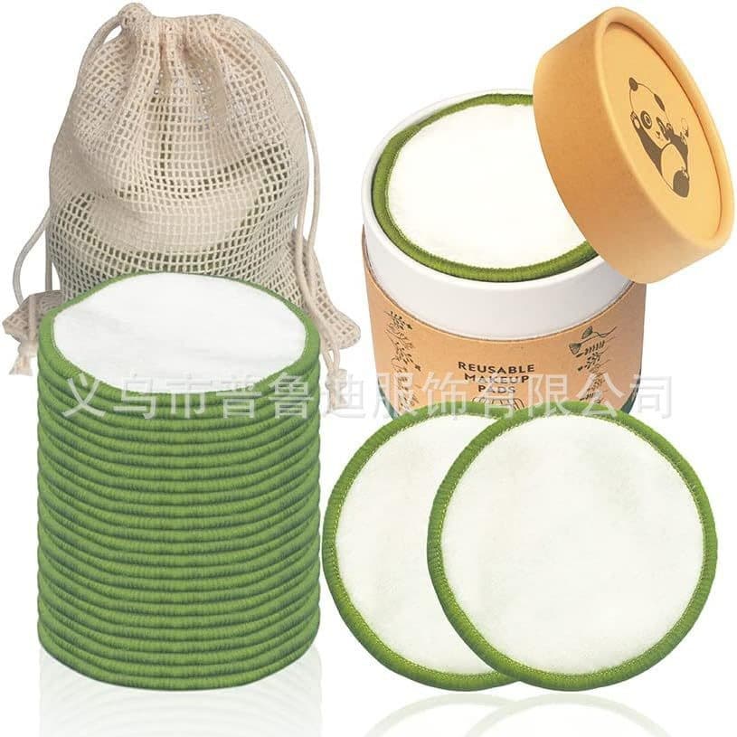 Cross-border Hot Selling Eco-friendly Bamboo Fiber Makeup Remover Pads Reusable Makeup Remover Pad Set Washable Cotton Pads