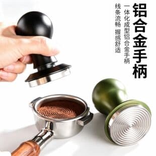 New Cross-border 304 Stainless Steel 30lb Boxing Round Head Constant Force Tamper, Espresso Machine Portafilter Handle Spring Tamper