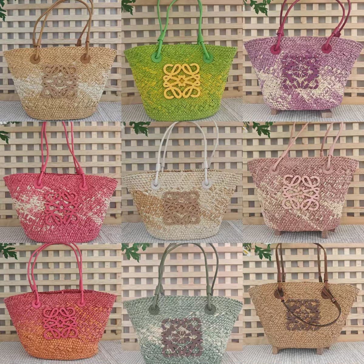 Wholesale Summer Luo Family Straw Woven Bag Beach Vacation Tote Handbag Large Capacity