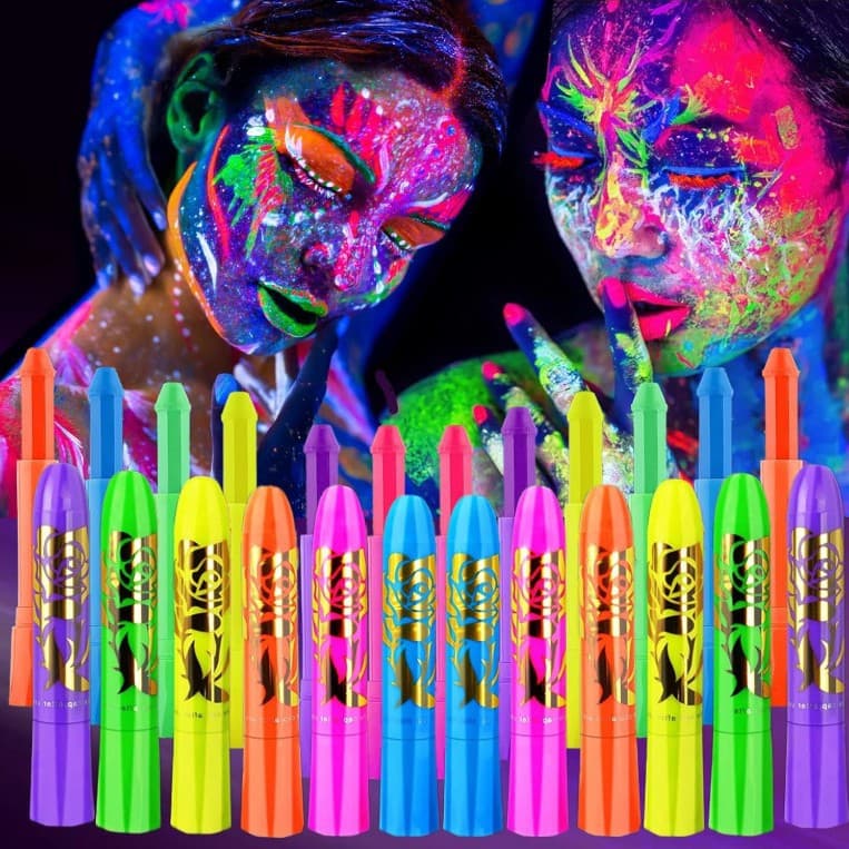 Halloween Glow-in-the-Dark Face Paint Bullet Crayon LED Projection Ring Multicolor Party Gift