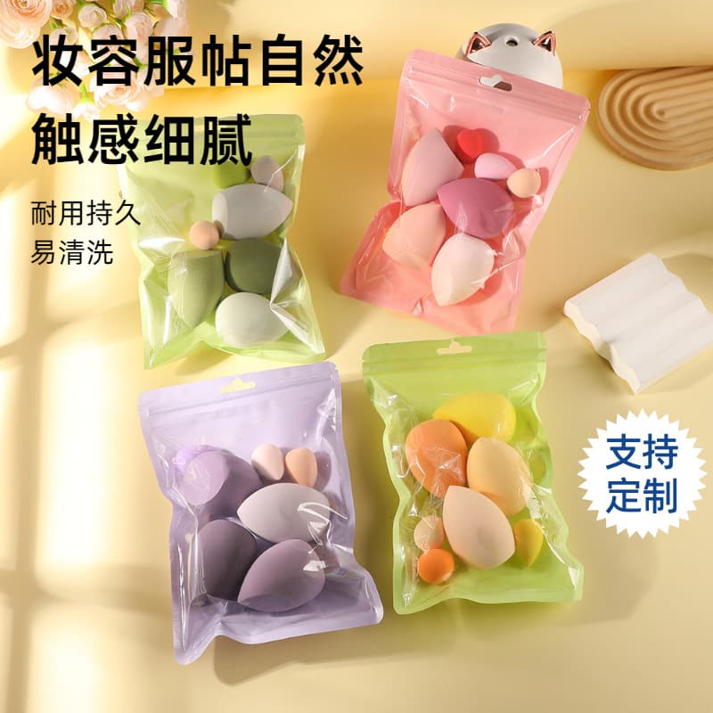 Cross-border macaron color 11-piece powder puff set, beauty egg thumb puff cotton puff mini puff